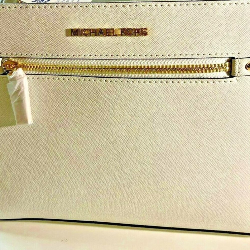 Michael Kors Satchel Medium Leather Mercer Messenger Handbag Hailee/ Optic White